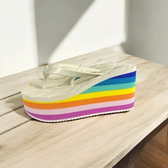 Kurt Geiger London Kensington Wedge Flipflop Rainbow Size 8.5 - Picture 7 of 13